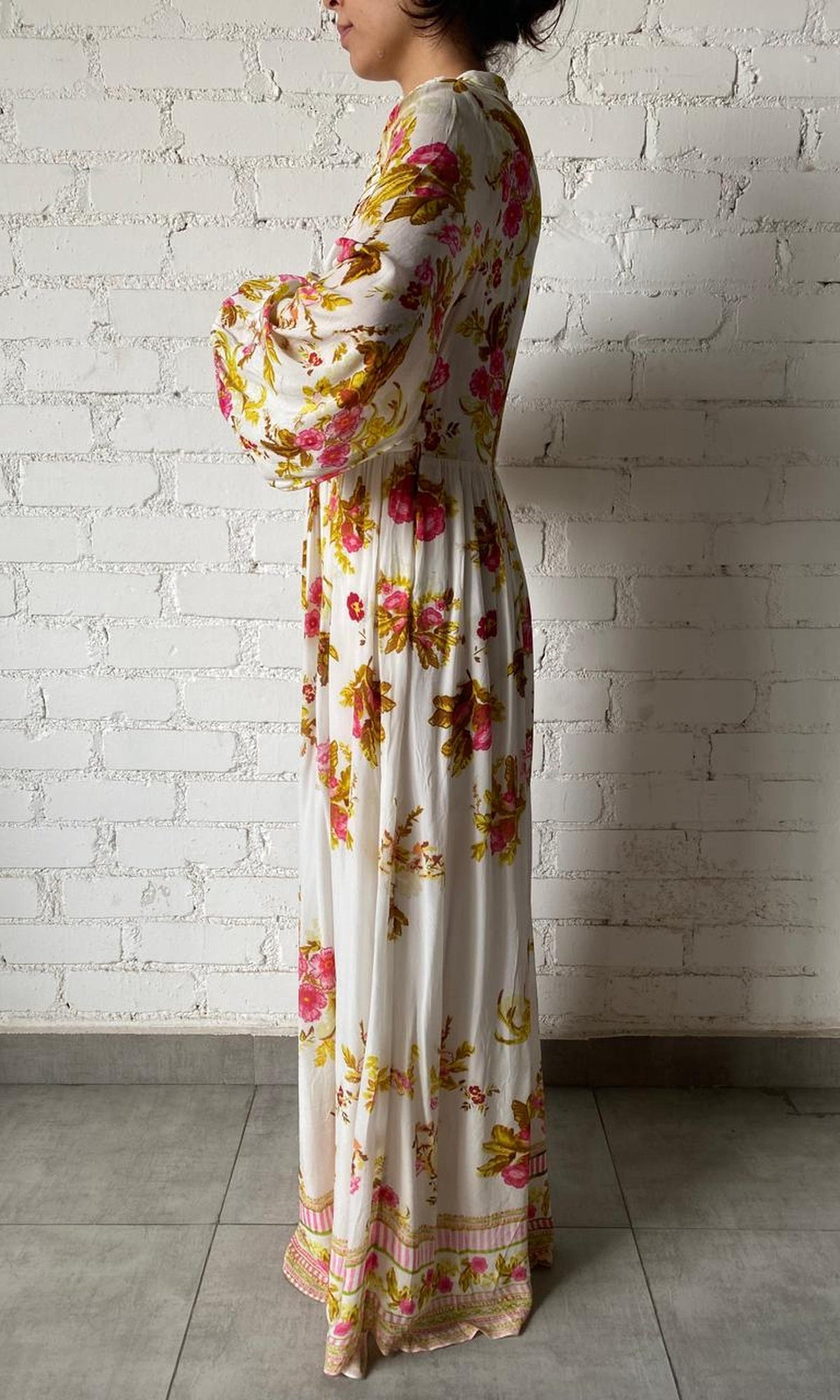 Womens | Inv Viscose Crepe Long Dress | White Multi