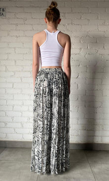 Womens | Inv Viscose Flat Chiffon Pants | White Print