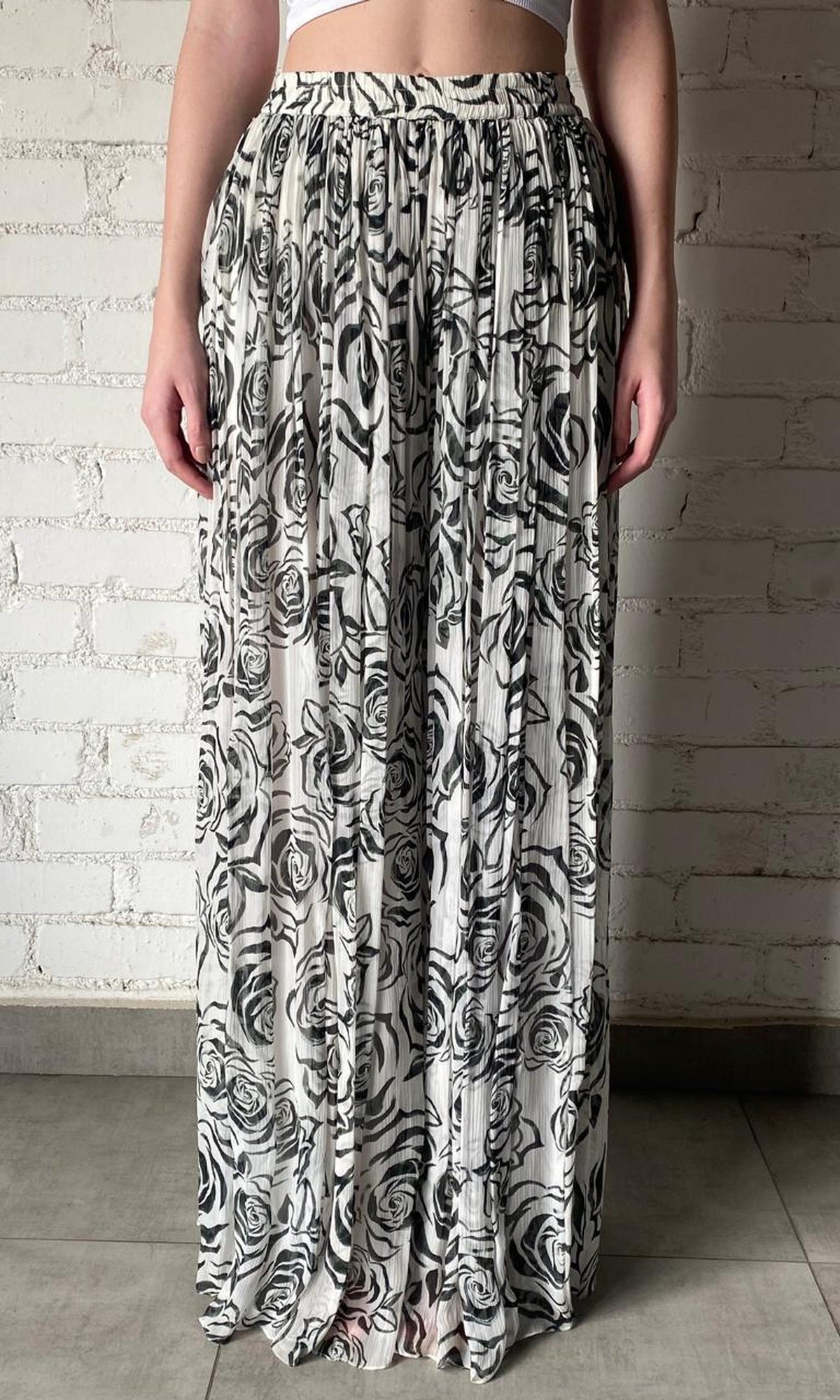 Womens | Inv Viscose Flat Chiffon Pants | White Print