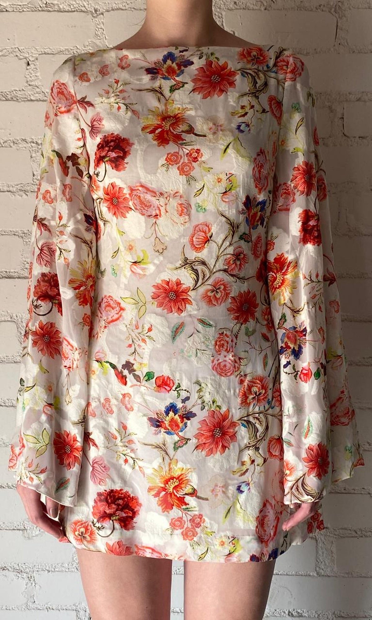 Womens | Inv Viscose Georgette Jacquard Short Dress | White Print