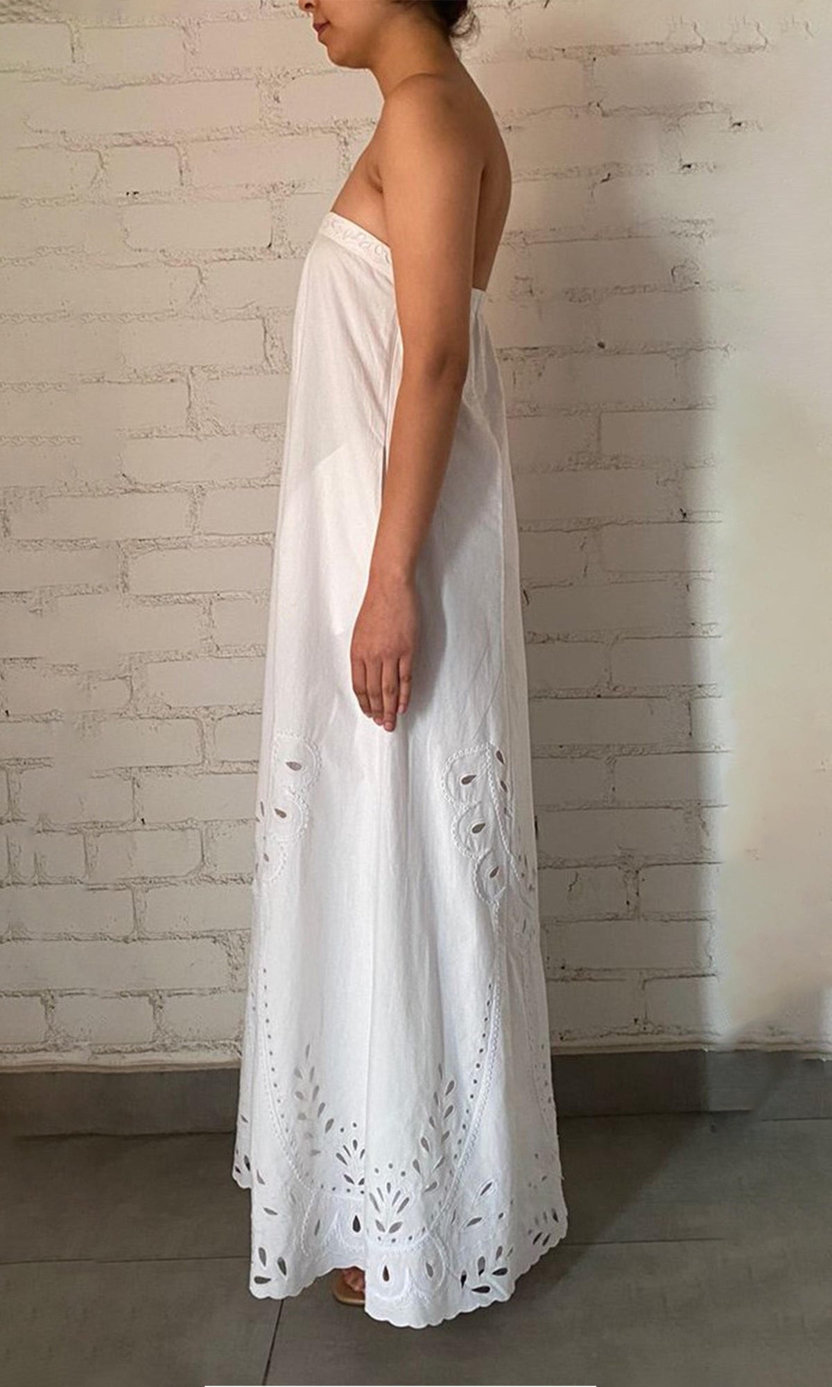 Womens | Inv Linen Cotton Strapless Long Dress | Green