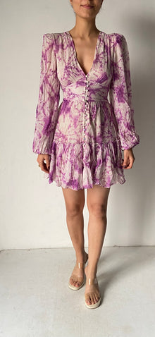Hemant & Nandita | Marbel Short Dress | White/Purple