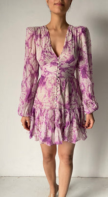 Hemant & Nandita | Marbel Short Dress | White/Purple
