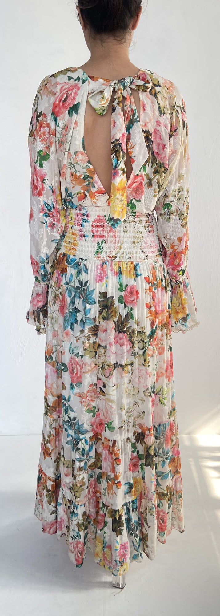 Hemant & Nandita | Jolie Floral Print Long Dress | Off-White