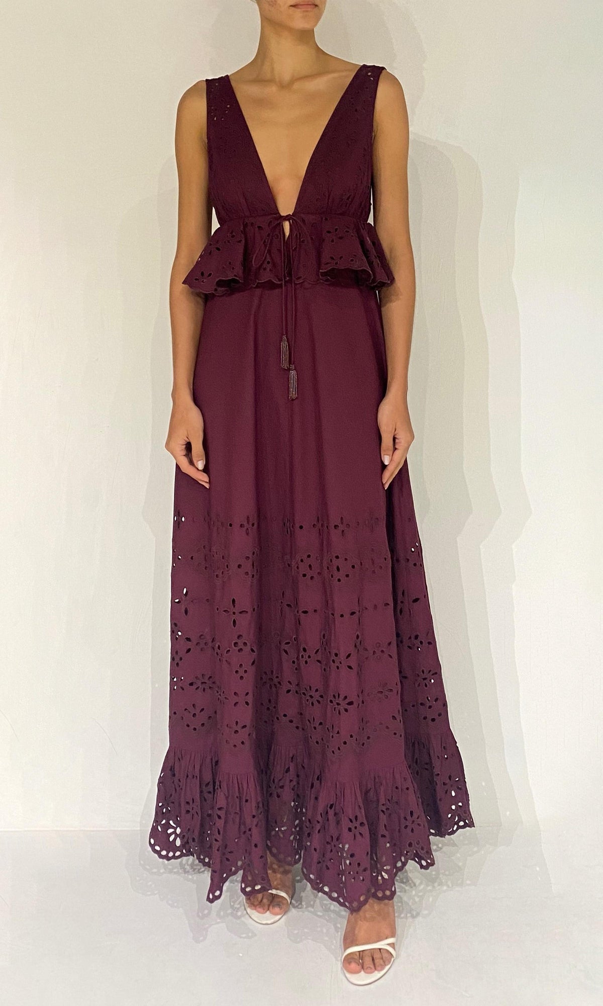 Womens | Mahi Poplin Long Dress | Burgundy