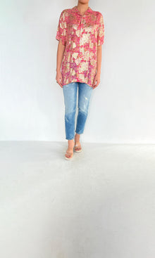 Hemant And Nandita | Nara Viscose Georgette Lurex Shirt | Pink