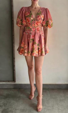 Womens | Pavi Cotton Linen Short Dress | Printed