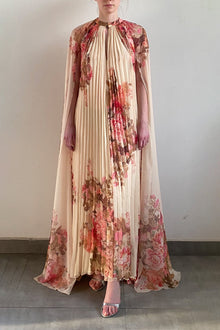 Pleated Maxi Dress | Ivory Mix