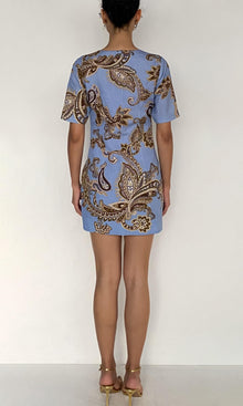 Hemant And Nandita | Saya Linen Cotton Mini Dress | Cornflour Blue