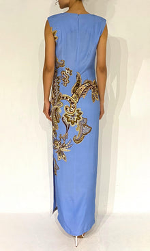 Womens | Saya Polyester Double Satin Maxi Dress | Cornflour Blue