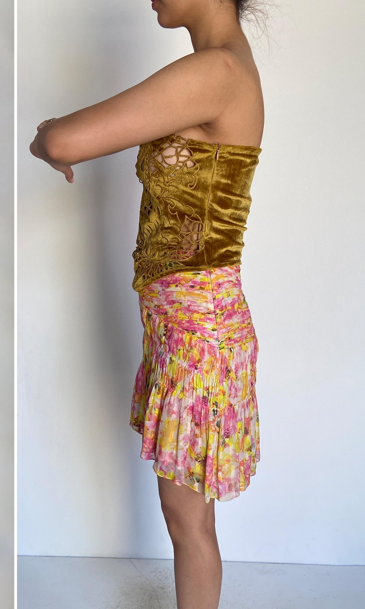 Hemant And Nandita | Sehr Brasso Velvet Top | Mustard