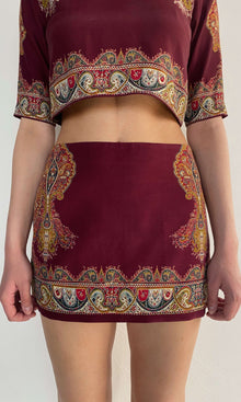 Womens | Shifa Viscose Heavy Crepe Mini Skirt | Burgundy