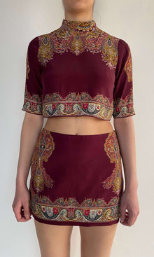 Hemant And Nandita | Shifa Viscose Heavy Crepe Boxy Top | Burgundy