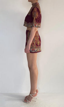 Hemant And Nandita | Shifa Viscose Heavy Crepe Boxy Top | Burgundy