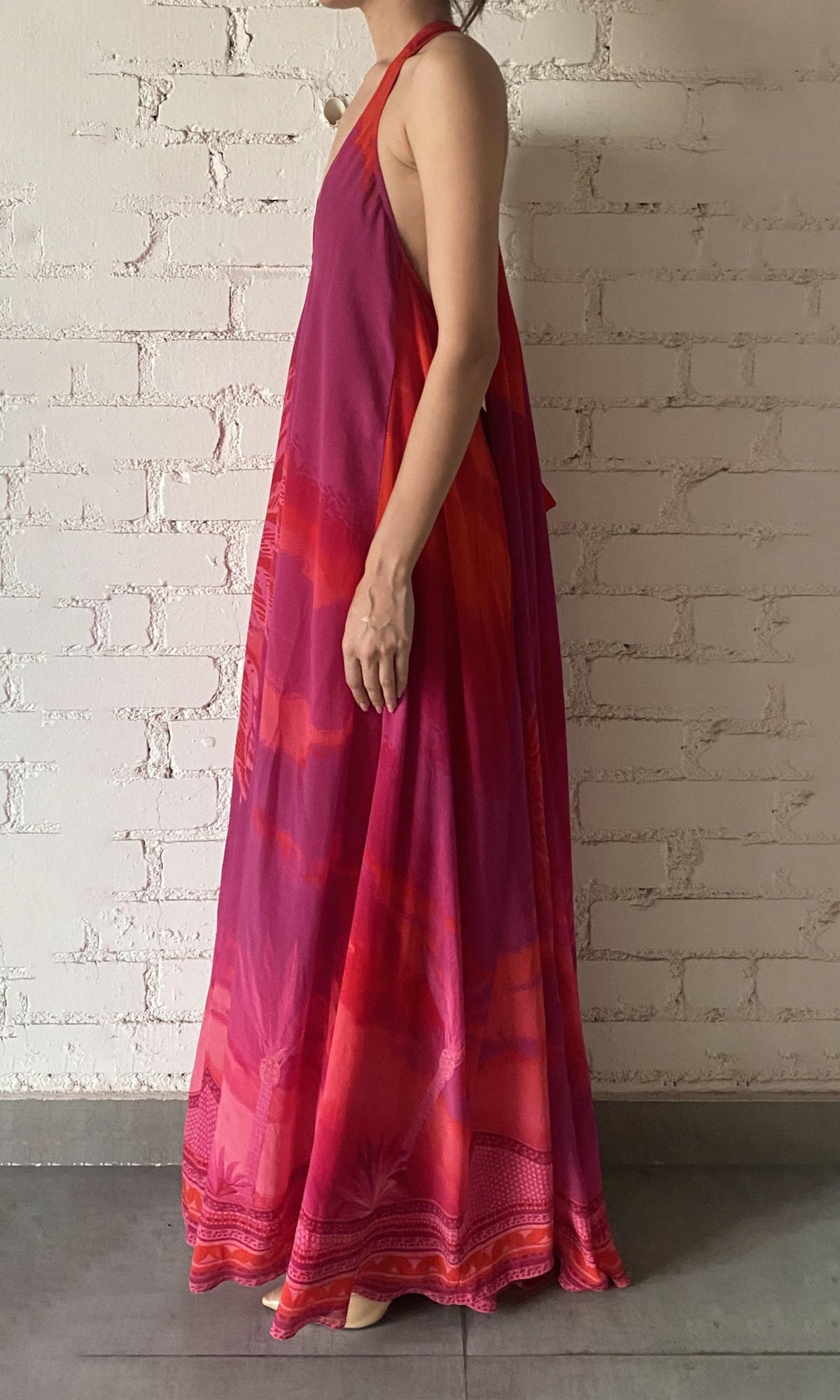 Hemant And Nandita | Soma Bemberg Cupro Crepe Long Dress | Multicolor