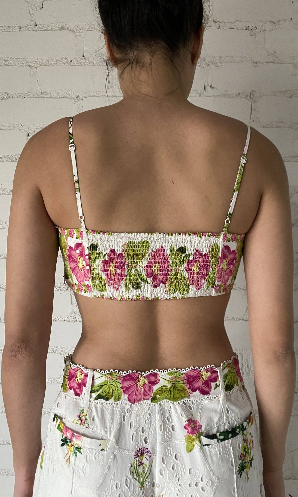 Hemant And Nandita | Taha Cotton Schiffli Bralette | White Floral