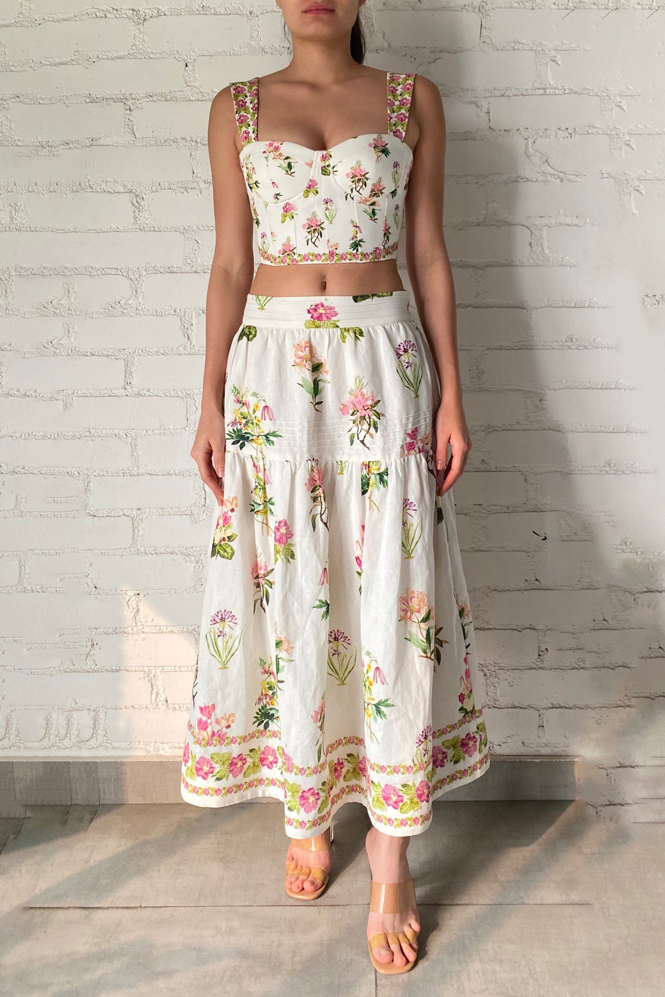 Midi Skirt | White Floral