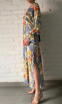 Hemant And Nandita | Tesu Self Crepe Geometrical Jacquard Kaftan | Grey