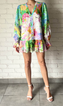 Hemant And Nandita | Tiva Linen Cotton Short Dress | Multi