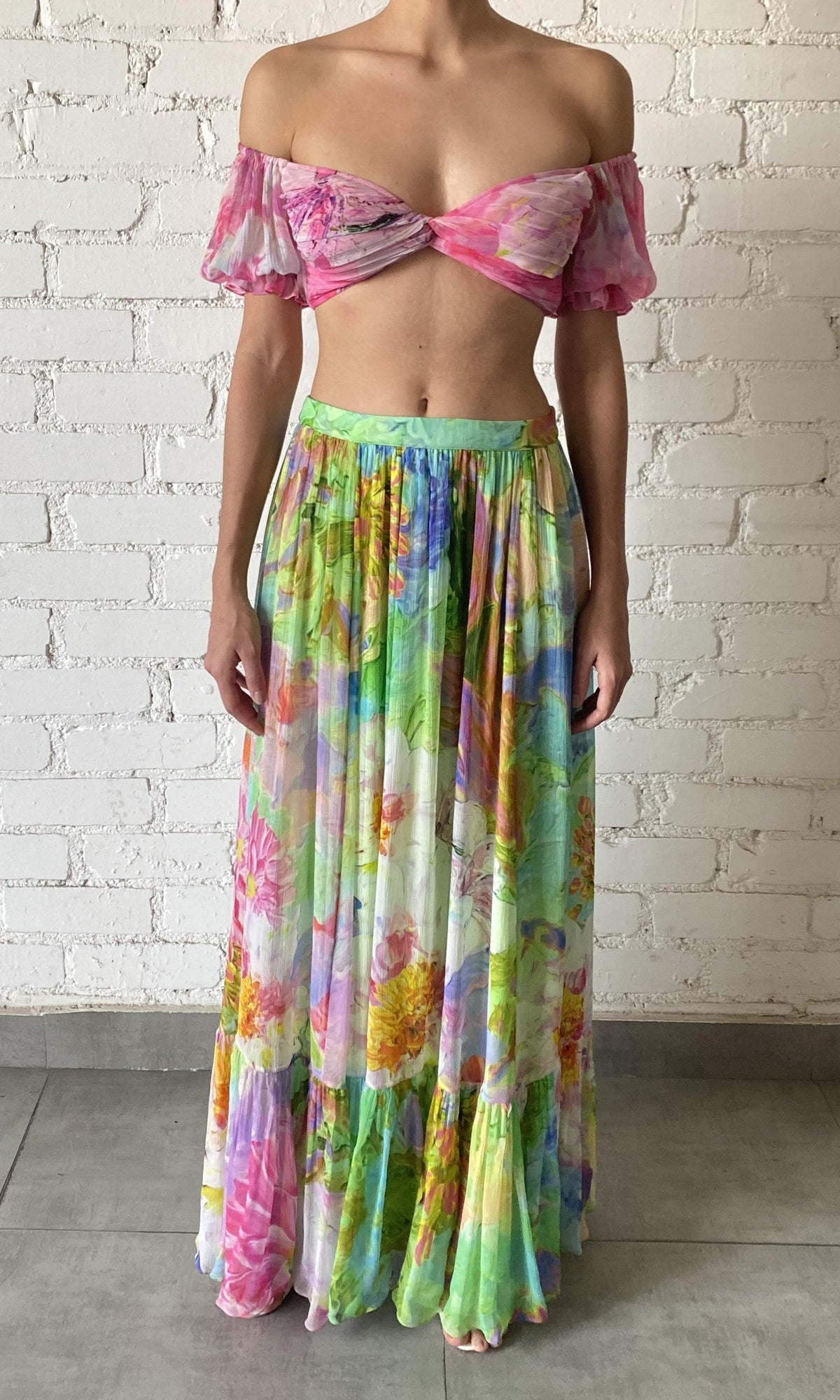 Womens | Tiva Viscose Crinkle Chiffon Maxi Skirt | Multicolor