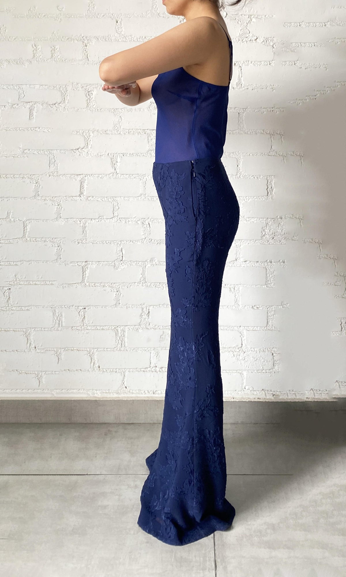 Hemant And Nandita | Tiya Viscose Georgette Jacquard Pants | Navy