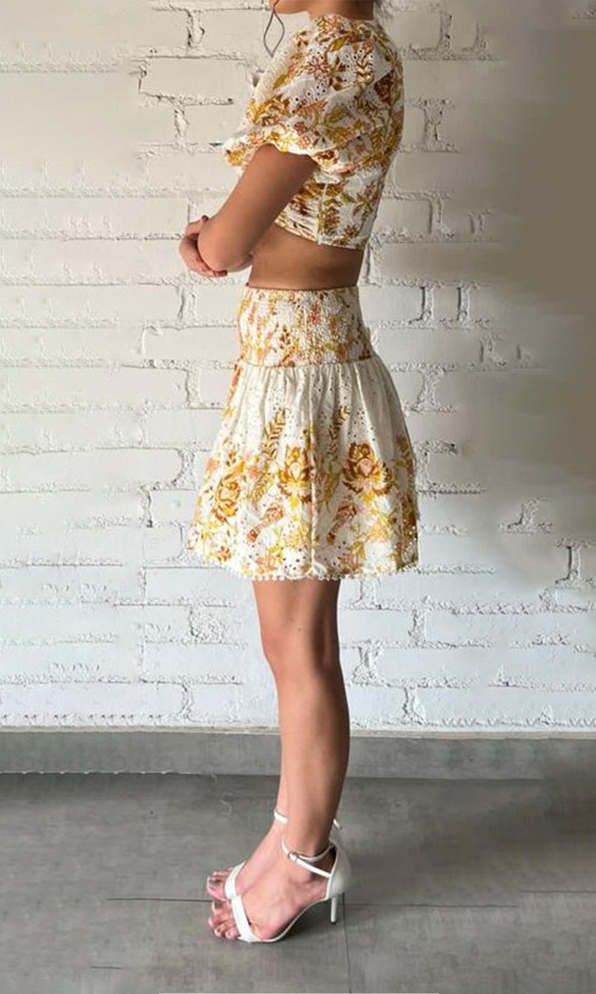 Hemant And Nandita | Tora Cotton Schiffly Mini Skirt | Off White