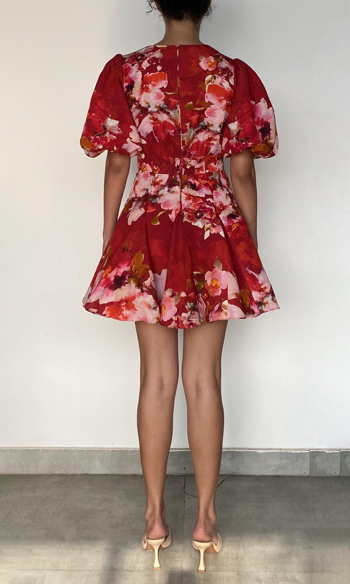 Hemant And Nandita | Tuhi Cotton Linen Short Dress | Red Multi