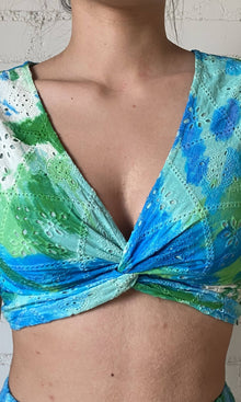 Hemant And Nandita | Vida Cotton Schiffli Crop Top | Blue Green