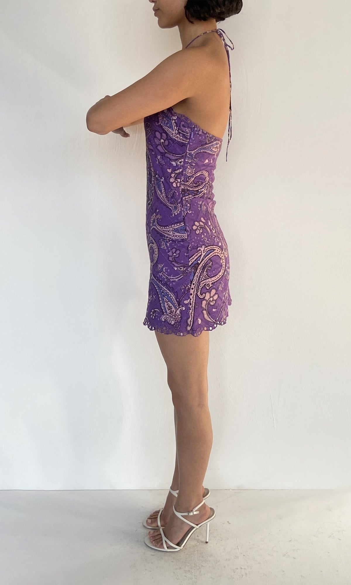 Hemant And Nandita | Viha Printed Schiffli Short Dress | Purple
