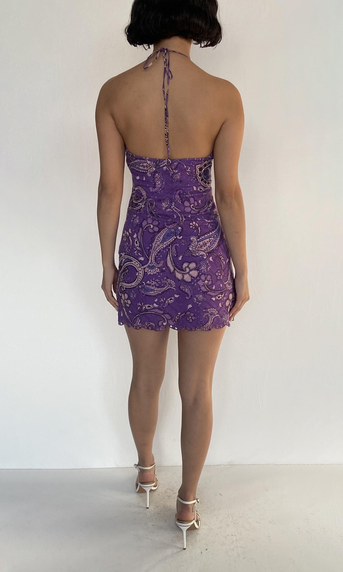 Hemant And Nandita | Viha Printed Schiffli Short Dress | Purple