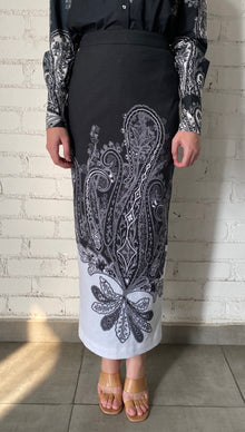 Hemant & Nandita | Fitted Long Skirt | Black/White