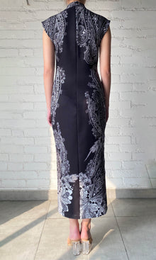 Womens | Viri Heavy Crepe Long Dress | Black White