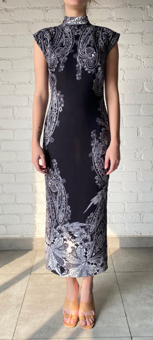 Hemant & Nandita | Viri Full-Neck Sleeveless Long Dress | Black/White