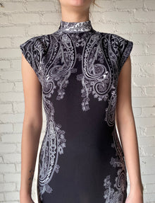 Hemant & Nandita | Viri Full-Neck Sleeveless Long Dress | Black/White