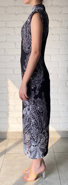 Hemant & Nandita | Viri Full-Neck Sleeveless Long Dress | Black/White