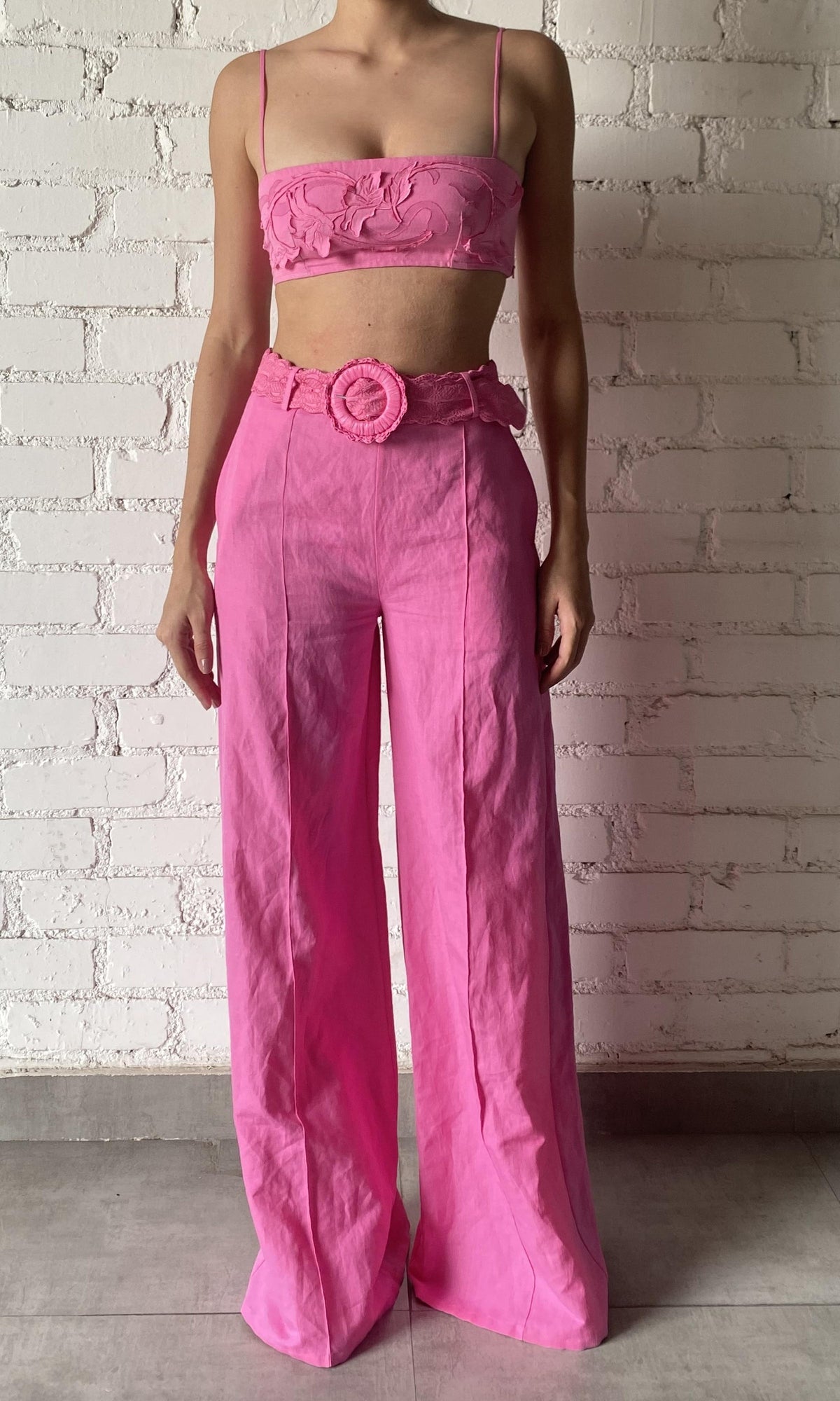 Hemant And Nandita | Yuri Linen Cotton Bandeau | Pink