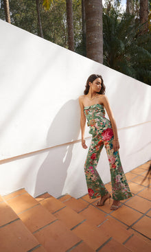 Hemant And Nandita | Zaria Cotton Linen Jumpsuit | Green