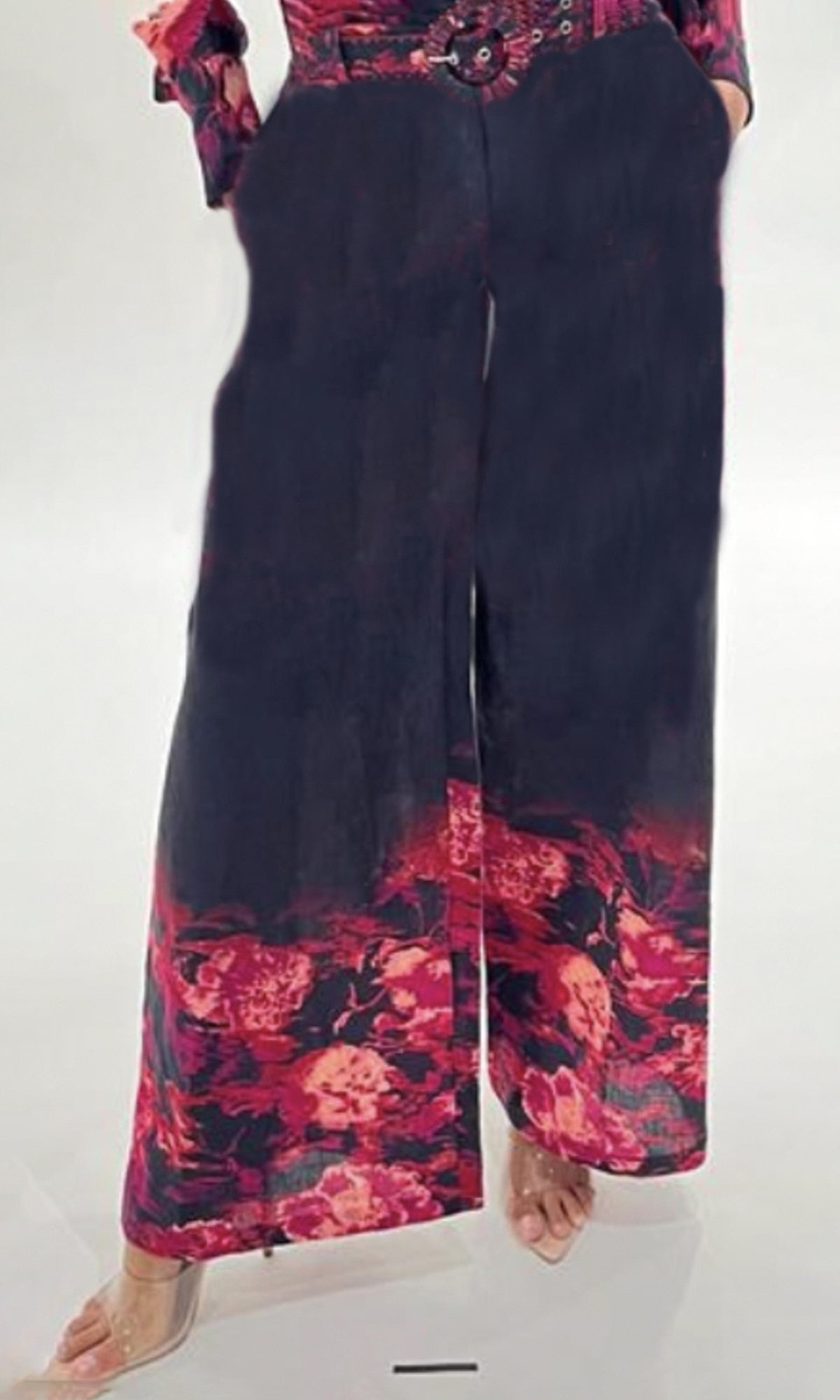 Hemant And Nandita | Zina Linen Cotton Pants | Black/Red