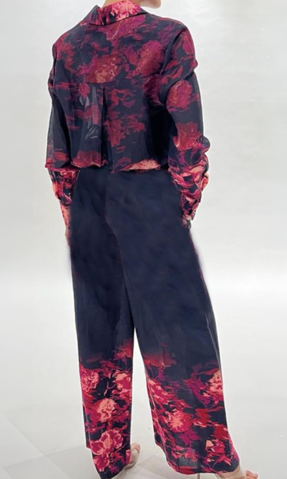 Hemant And Nandita | Zina Linen Cotton Pants | Black/Red