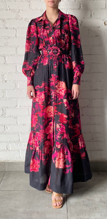 Hemant & Nandita | Zina Shirt Dress | Black/Magenta