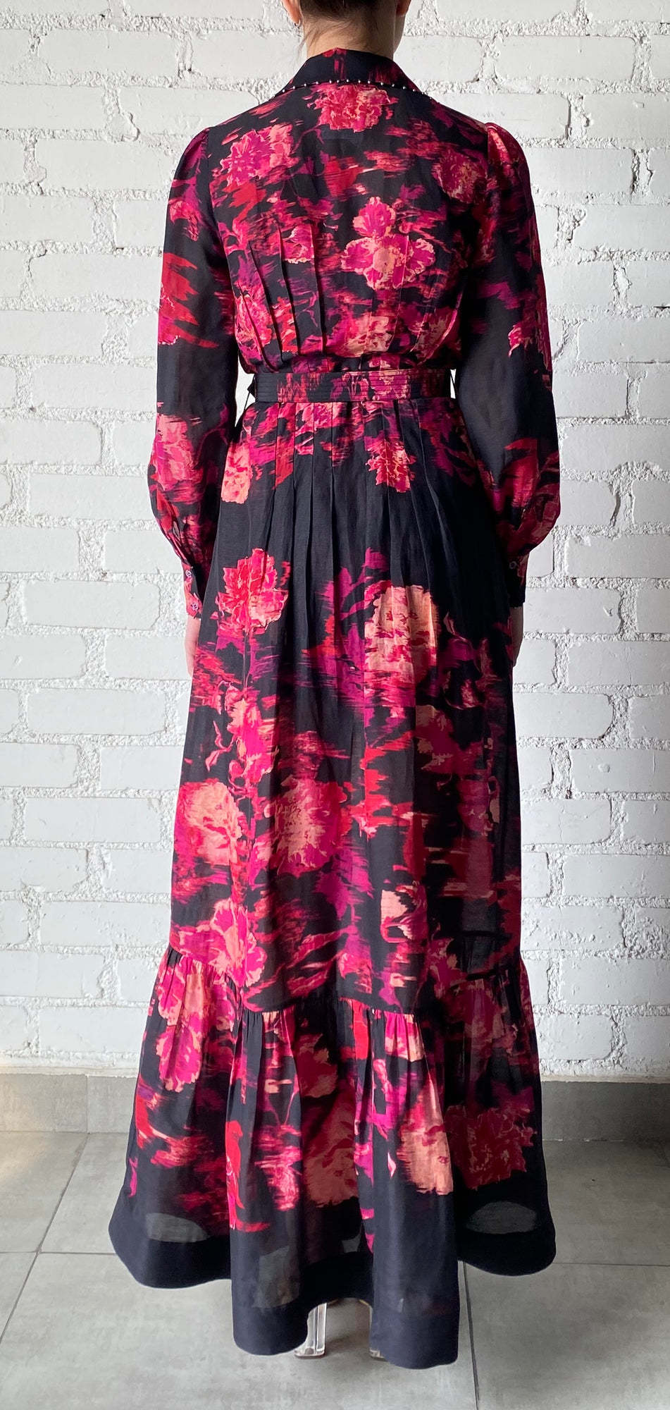 Hemant & Nandita | Zina Shirt Dress | Black/Magenta