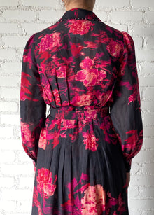 Hemant & Nandita | Zina Shirt Dress | Black/Magenta