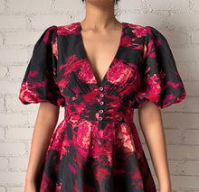 Hemant & Nandita | Zina Short Dress | Black/Magenta