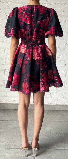 Hemant & Nandita | Zina Short Dress | Black/Magenta