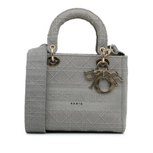 Dior | Pre-Owned Medium Canvas Cannage Lady D Lite - IV | Gray/Light Gray