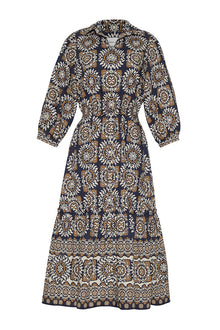 Hutton Dress | Blue Medallion Tile