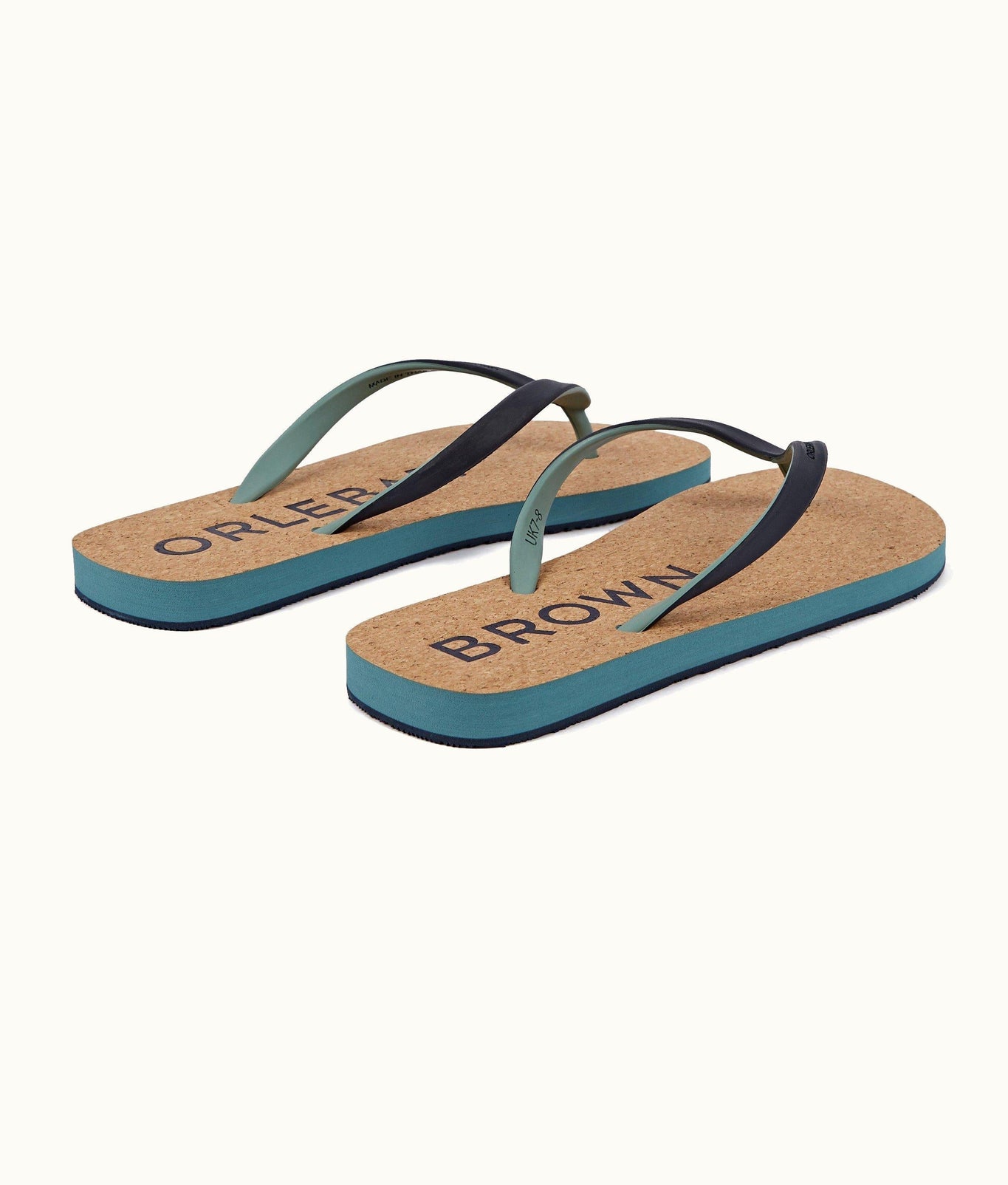 Haston Cork Embossed Logo Slider Sandals | Navy/Silver Green