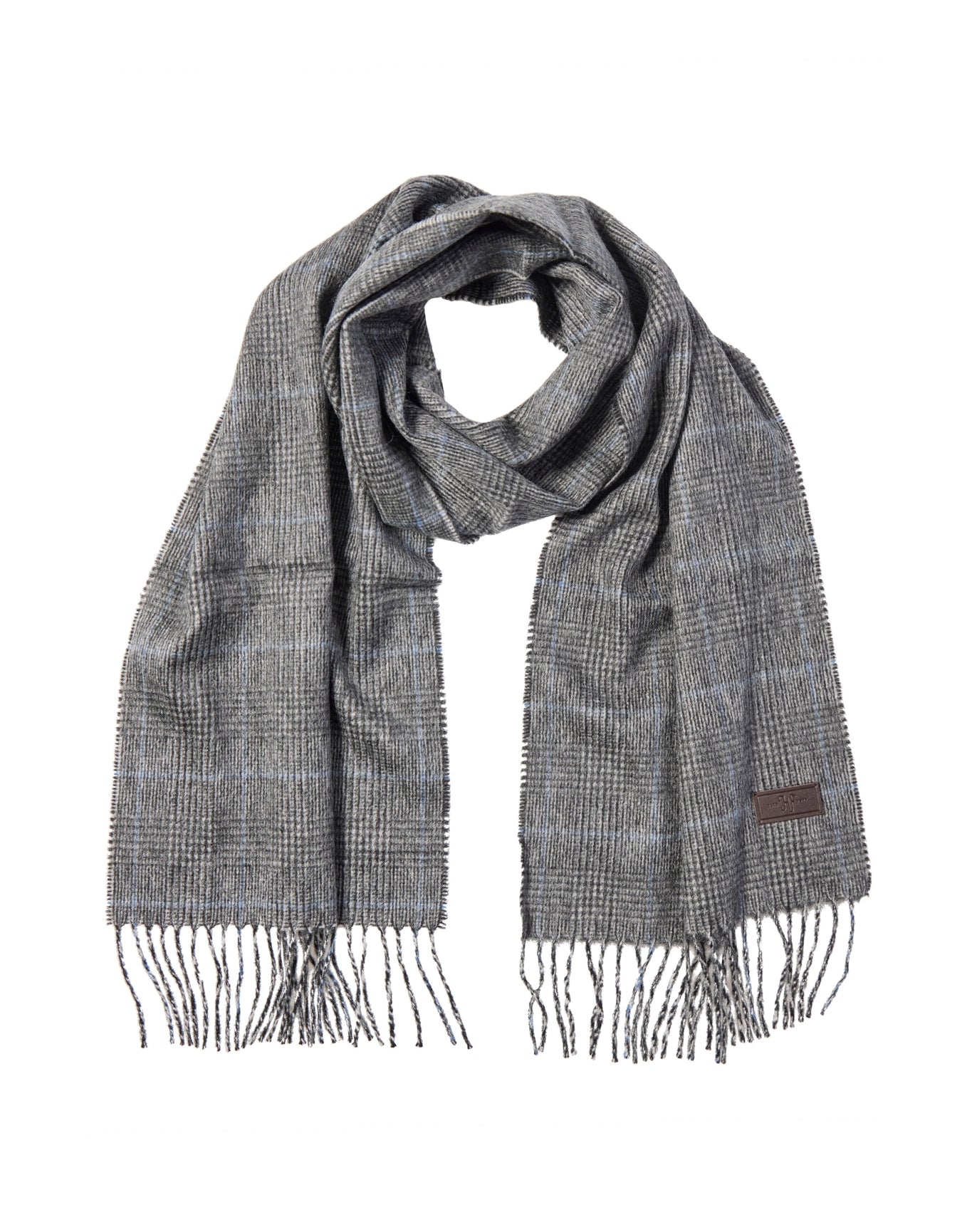 Hickey Freeman | Men | Cashmere Glen Plaid Window Pane Scarf | Grey/Black
