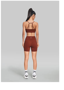 High-Waisted Impact Mesh Shorts | Rust Brown