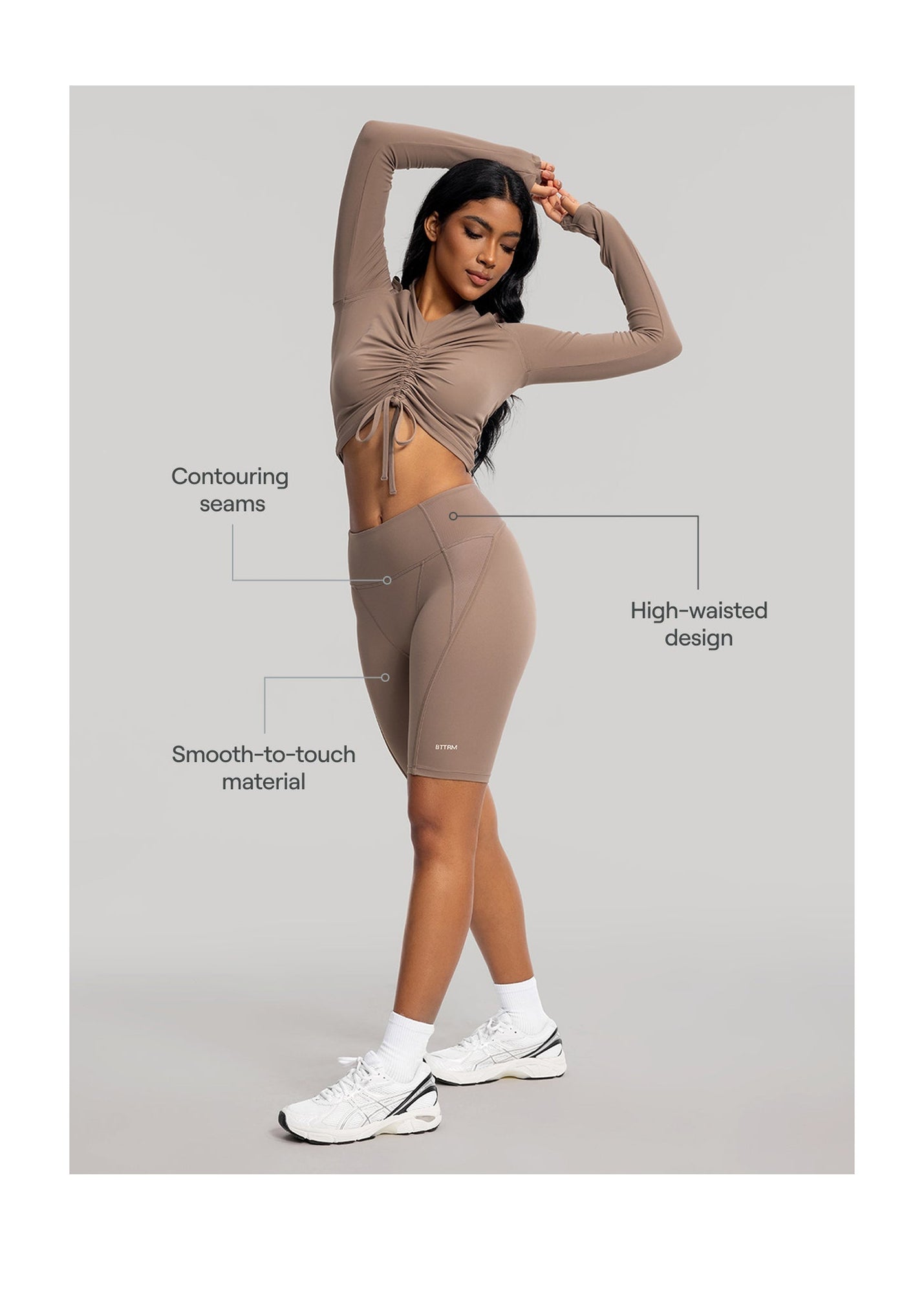High-Waisted Performance Biker Shorts | Cocoa